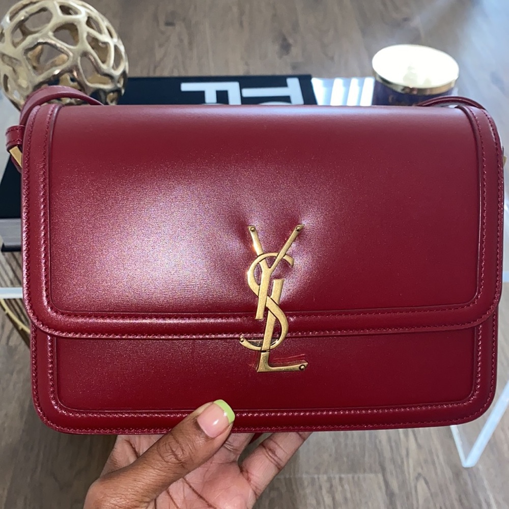 YSL Solferino Medium Shoulder Bag Opyum Red - Picture 6 of 16